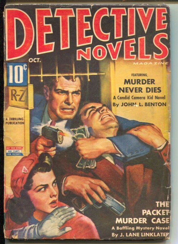 Detective Novels 10/1942-rime cover-Murder Never Dies-Candid Camera Kid-VG