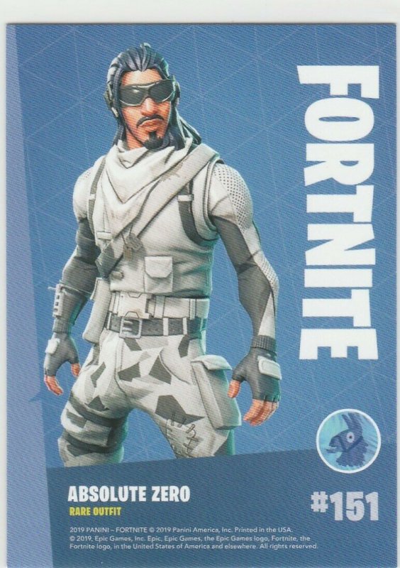 Fortnite Absolute Zero 151 Rare Outfit Panini 2019 trading card series 1