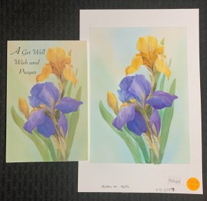 GET WELL PRAYER Purple Yellow Flowers 7.5x11 Greeting Card Art #5007 w/ 5 Cards