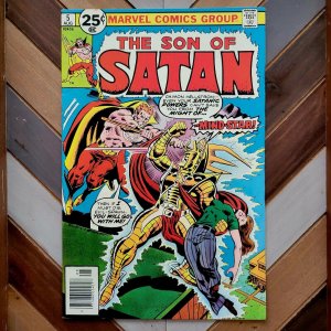 SON of SATAN #5 FN+ (Marvel 1976) battles ANUBIS & MINDSTAR Assassins Mind