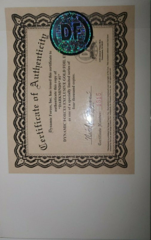 Darkminds #1 Dynamic Forces Gold Foil Edition Image Comics July Jul 1998 (VFNM)