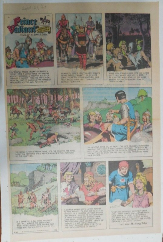 Prince Valiant Sunday #1702 by Hal Foster from 9/21/1969 Rare Full Page Size !