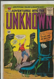 Adventures into the Unknown #130 ORIGINAL Vintage 1962 ACG Comics Dinosaur