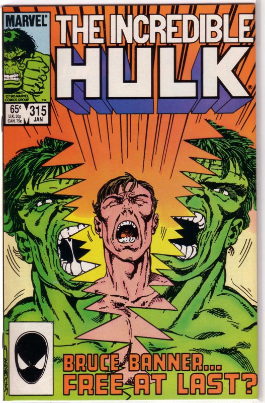 Incredible Hulk   vol. 1   #315 FN/VF Byrne, Banner & Hulk separated