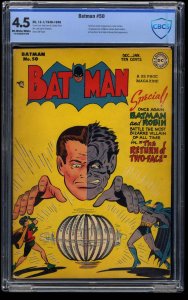 Batman #50 CBCS VG+ 4.5 Off White to White Two-Face Cover!