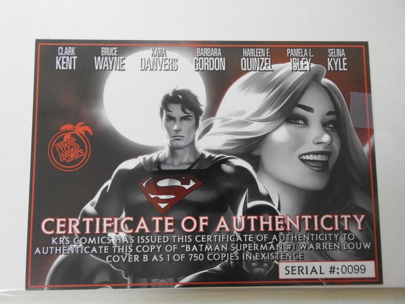 Batman/Superman #1 Warren Louw Virgin Cover (2019) W/ Cert!