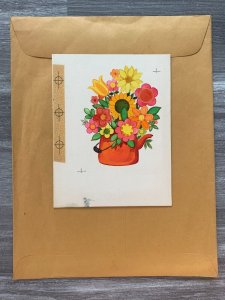 THINKING OF YOU Flowers Red Coffee Pot 5x6.5 Greeting Card Art C8678 w/ 2 Cards