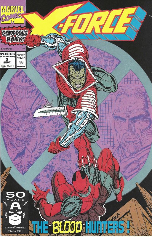 X-Force #2 (Sept 91)- Very Fine - Deadpool's back! Cable, Domino, Weapon X!