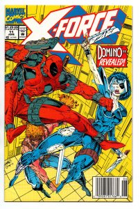 X-force #11 newsstand - 1st appearance real Domino - Deadpool - 1992 - (-NM)