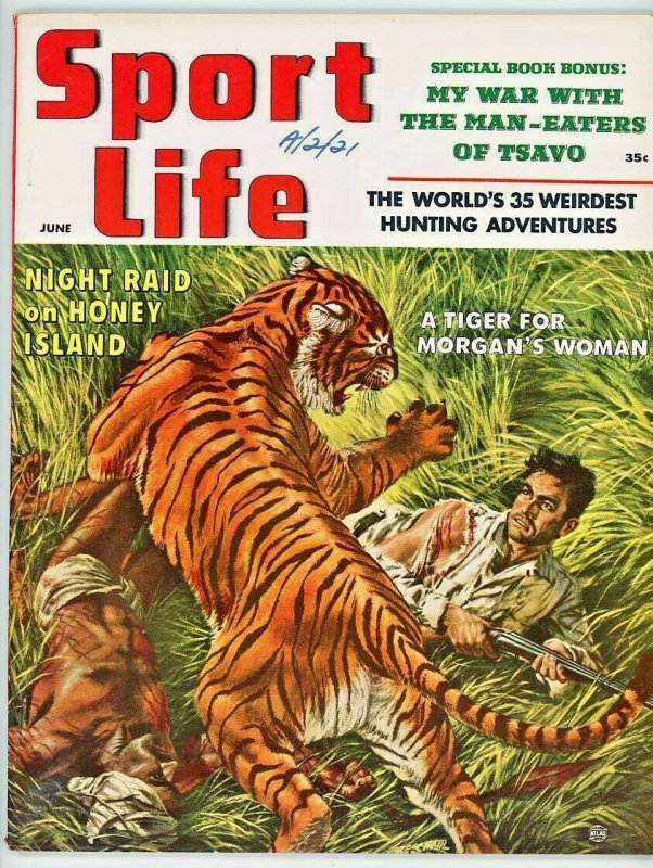 Sport Life Magazine June 1957  Night Raid on Honey Island  Tsavo Man-Eaters
