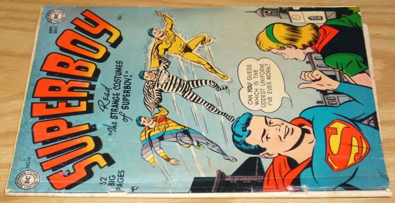 Superboy #16 VG september 1951 - golden age dc comics - strange costumes 52 pgs