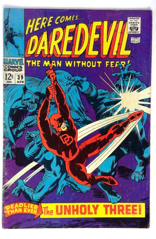 Daredevil #39 Unholy Three Marvel (1968) VG