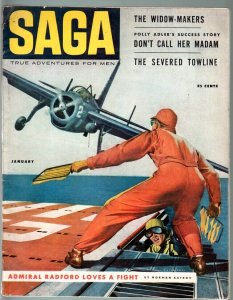 SAGA-1954 JAN-FLAT TOP-CHEESECAKE-MOON TRAVEL-PULP THRILLS-VG VG