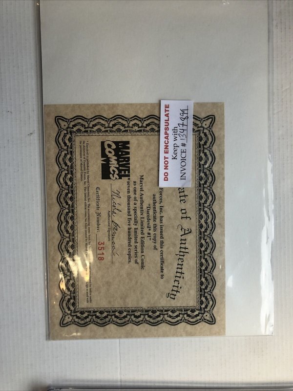 Marvel Authentix Daredevil #1 CGC 9.8(Kevin Smith Story)W/COA