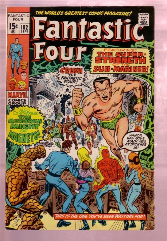 FANTASTIC FOUR #102 1970-SUB MARINER-JACK KIRBY ART MAR VF