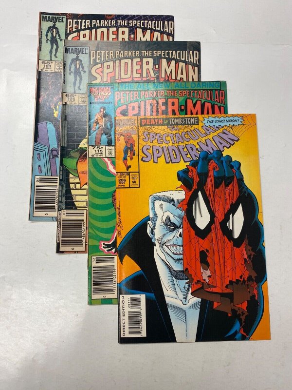 4 MARVEL comic books Peter Parker, Spectacular #103 104 115 206 75 KM14