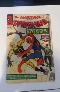 The Amazing Spider-Man #16 (1964)battles DD cover/spine wear-1/2 inch tear Bcovr