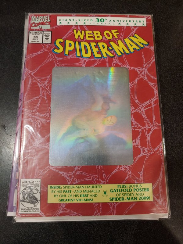 WEB OF SPIDER-MAN #90 (NM) 1992 HOLOGRAM COVER POLYBAGGED 30TH ANNIVERSARY