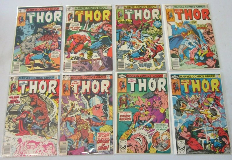 Thor comic lot from:#252-299 43 different avg 5.0 range 4.0-6.0 (1976-80)