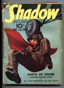 The Shadow Pulp Nov 1, 1939-Ships of Doom- Maxwell Grant G/VG