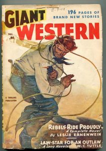 PULP:  GIANT WESTERN FALL 1947-1ST ISSUE-BILLY THE KID-LESLIE ROSS-W L TUTTLE...