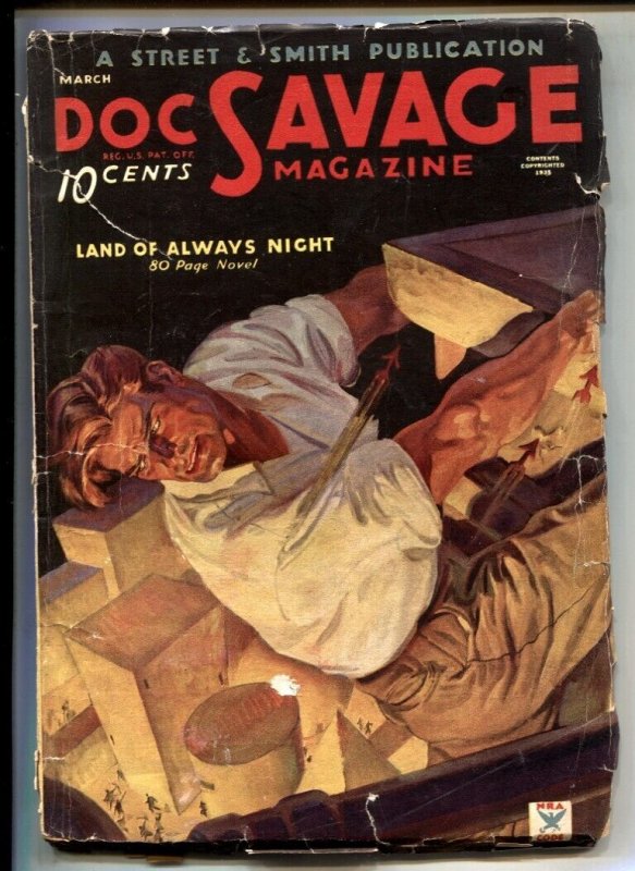 Doc Savage Pulp March 1935- Land Of Always Night VG-