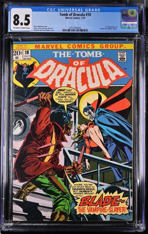 (1973) TOMB OF DRACULA #10 CGC 8.5 OW/WP! 1st Appearance BLADE!