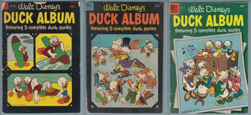 Donald Duck Album #492, 531, 611 (1950s)  Dell Four Color Comic Old Lot of 3