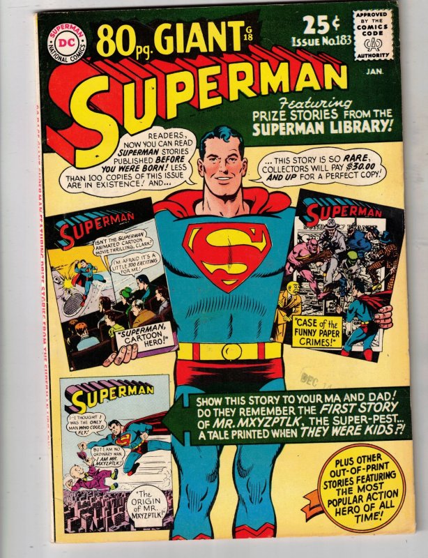 Superman #183 (1966) VF/NM High-Grade 1st Mr Mxyzptlk Wow! BEANTOWN CERTIFICATE!