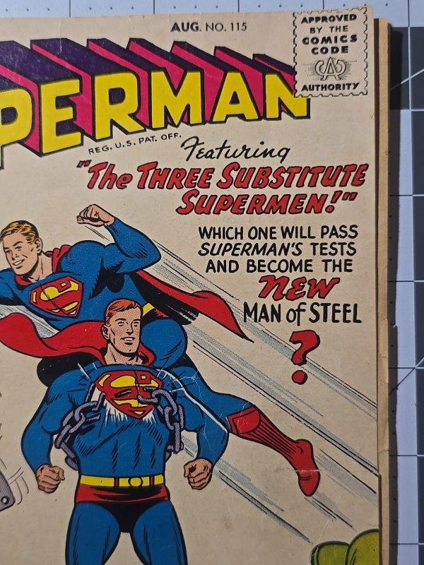 Superman #115 (DC Comics August 1957) Substitute SUPERMANS