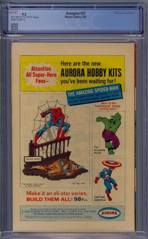 AVENGERS #37 1967 MARVEL CGC 9.2 BLACK WIDOW