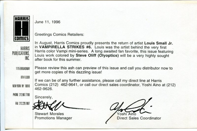 Vampirella Strikes #6 1996- Ash Can Preview Edition-Louis Small Jr-NM