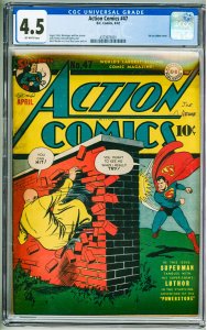 Action Comics #47 (1942) CGC 4.5! 1st Lex Luthor Cover!