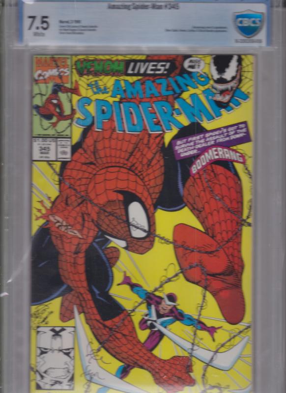 THE AMAZING SPIDER-MAN #345 / CBCS 7.5 / WHITE PAGES