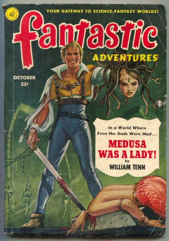 Fantastic Adventures Pulp October 1951- Decapitation cover- Medusa 