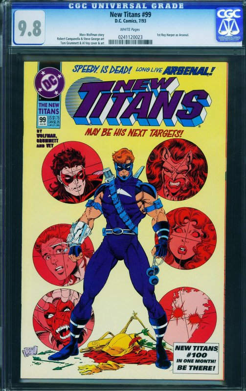 New Titans #99- CGC 9.8-first Arsenal-key Issue-nightwing- 0241120023