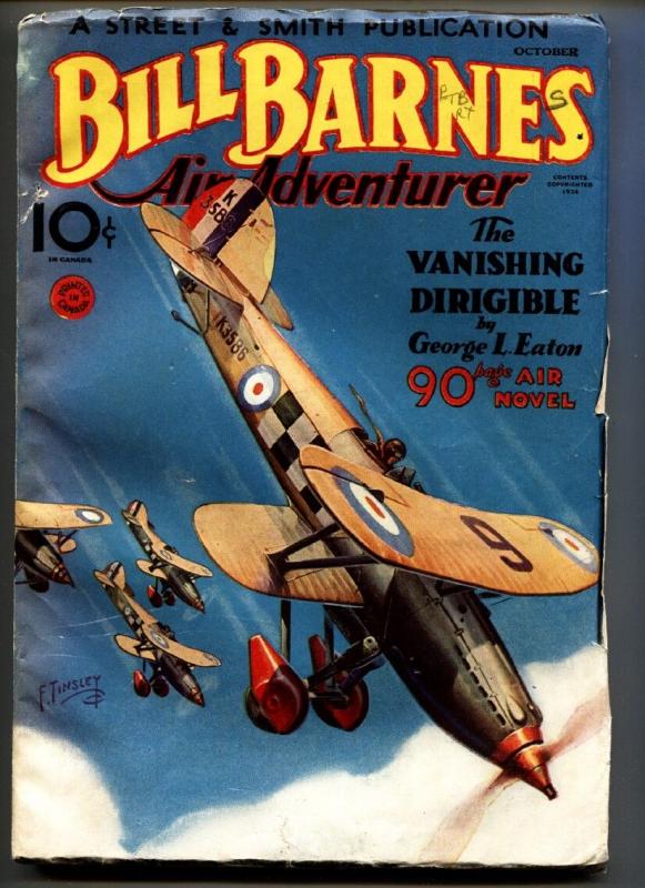 BILL BARNES AIR ADVENTURER Oct 1934-Pulp magazine-Canadian variant-High Grade