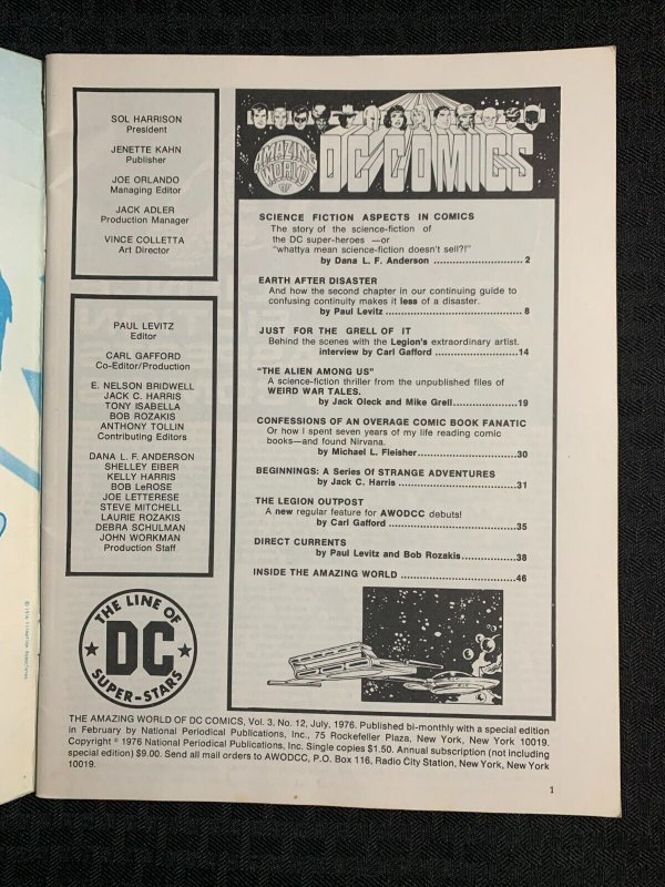 1976 AMAZING WORLD OF DC COMICS #12 FN+ 6.5 Spotlight Mike Grell Legion
