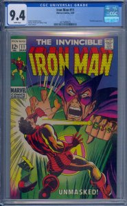 IRON MAN #11 CGC 9.4 MANDARIN GEORGE TUSKA WHITE PAGES 6025