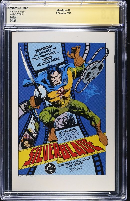 Shadow #1 (8/87) signed by Alec Baldwin Graded CGC 9.8