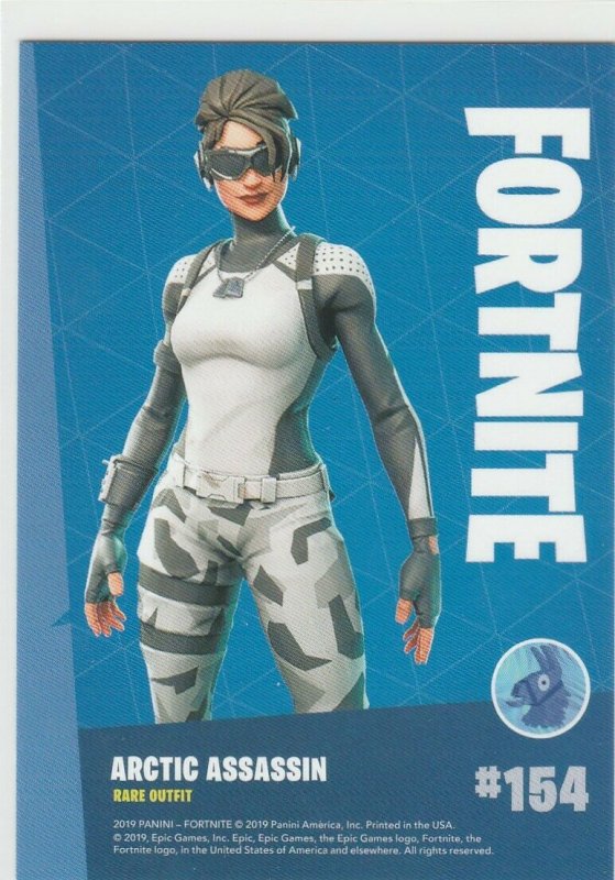 Fortnite Arctic Assassin 154 Rare Outfit Panini 2019 trading card series 1