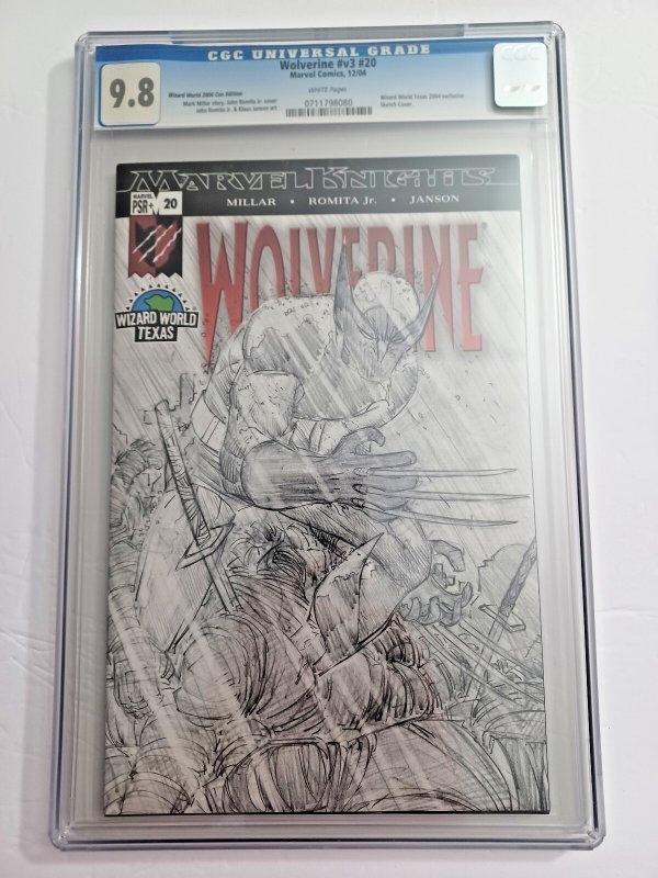 Wolverine vol.3 #20 - Wizard World Texas Exclusive Romita jr sketch - CGC 9.8