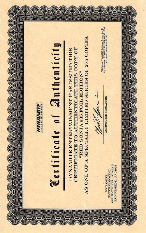 Red Sonja #35 Martin, Jr. Foil Variant Cover (2008) New