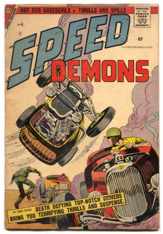 Speed Demons #6 1957- Charlton racing comic- crash cover VG