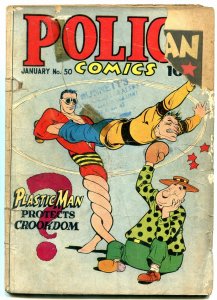 POLICE #50 1946-Manhunter-Plastic Man-JACK COLE-Spirit Candy g-