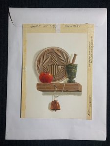 FATHERS DAY Apple Bell Mortar and Pestle Shelf 6.5x9 Greeting Card Art #FD8718