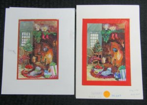 CHRISTMAS Home Filled w/ Warmth 2pcs 7.5x11 Greeting Card Art #X4018 w/ Rough