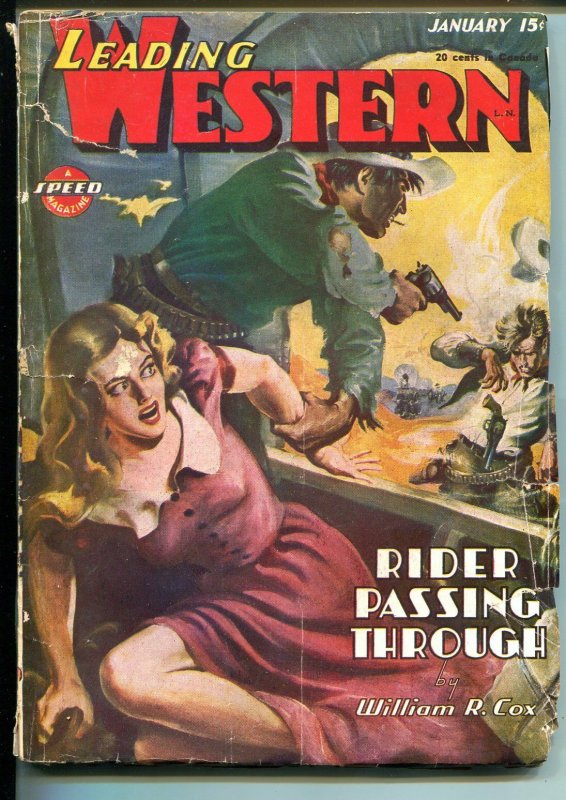 LEADING WESTERN 01/1946-TROJAN-HARD BOILED FICTION-SPICY-GOOD GIRL ART-good/vg