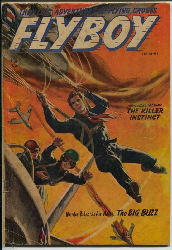 Flyboy #5 1954-parachute cover-Norman Saunders-Approved Comics-VG+