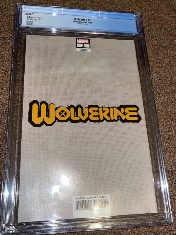 Wolverine 2 (2020), David Finch 1:100 Virgin Sketch Variant, CGC Graded 9.8